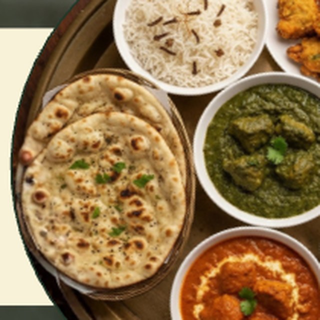 Meat Lovers Lunch Special — lamb saag, naan and rice